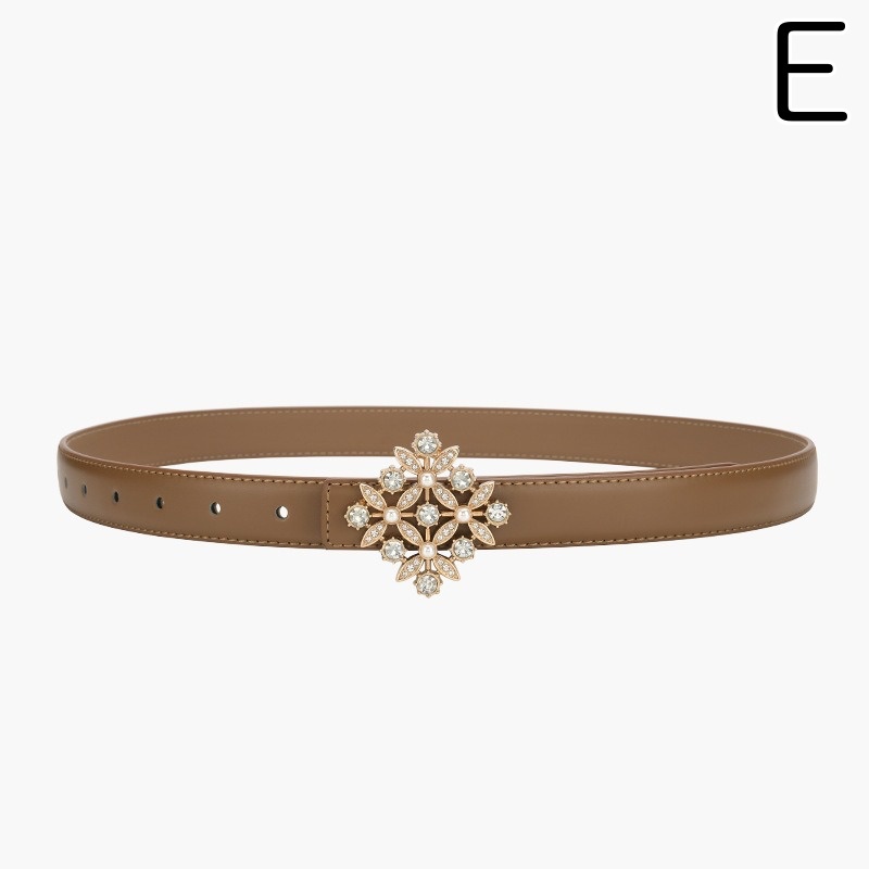 レディース ベルト レディース レザーベルト 花型バックル 合皮素材