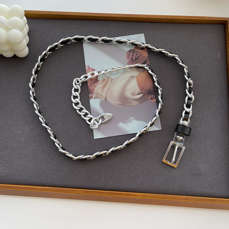 レディース ベルト レディース チェーンベルト 金属製 ウエスト装飾 おしゃれ細身