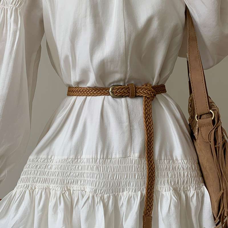 ベルト レディース メッシュベルト 細編みレザーベルト 華奢デザイン