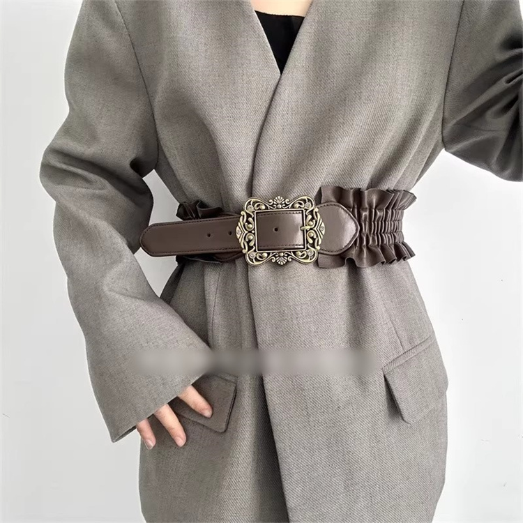 レディース ベルト レディース ゴムベルト 伸縮式装飾ベルト 花柄バックル付き