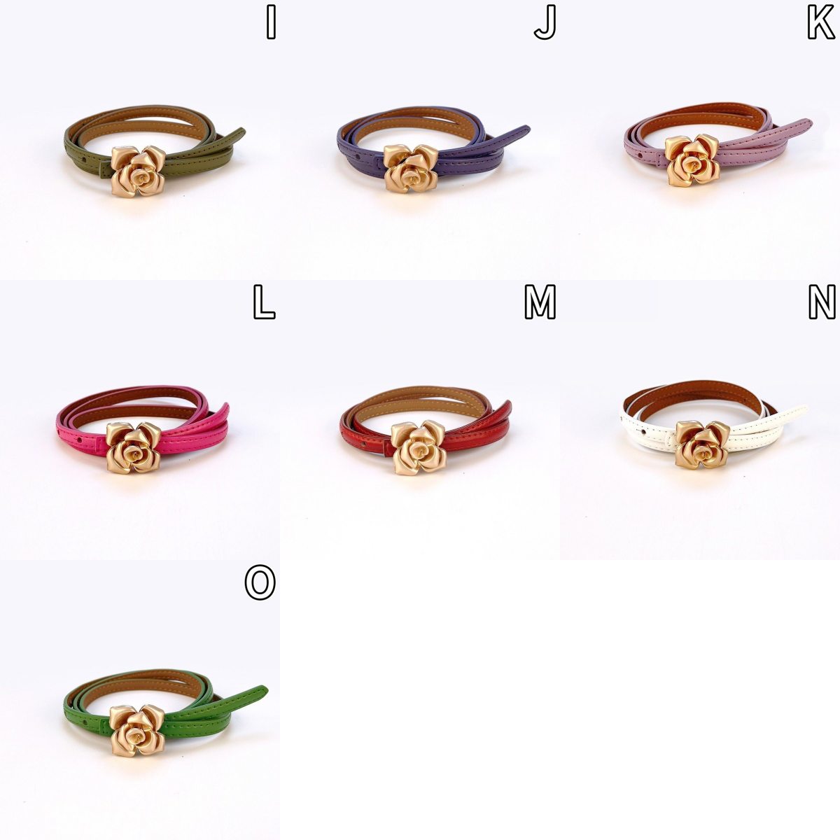 レディース ベルト 薔薇モチーフ レディース レザーベルト 合皮 細ベルト