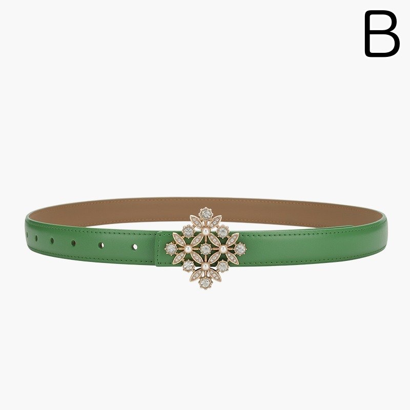 レディース ベルト レディース レザーベルト 花型バックル 合皮素材