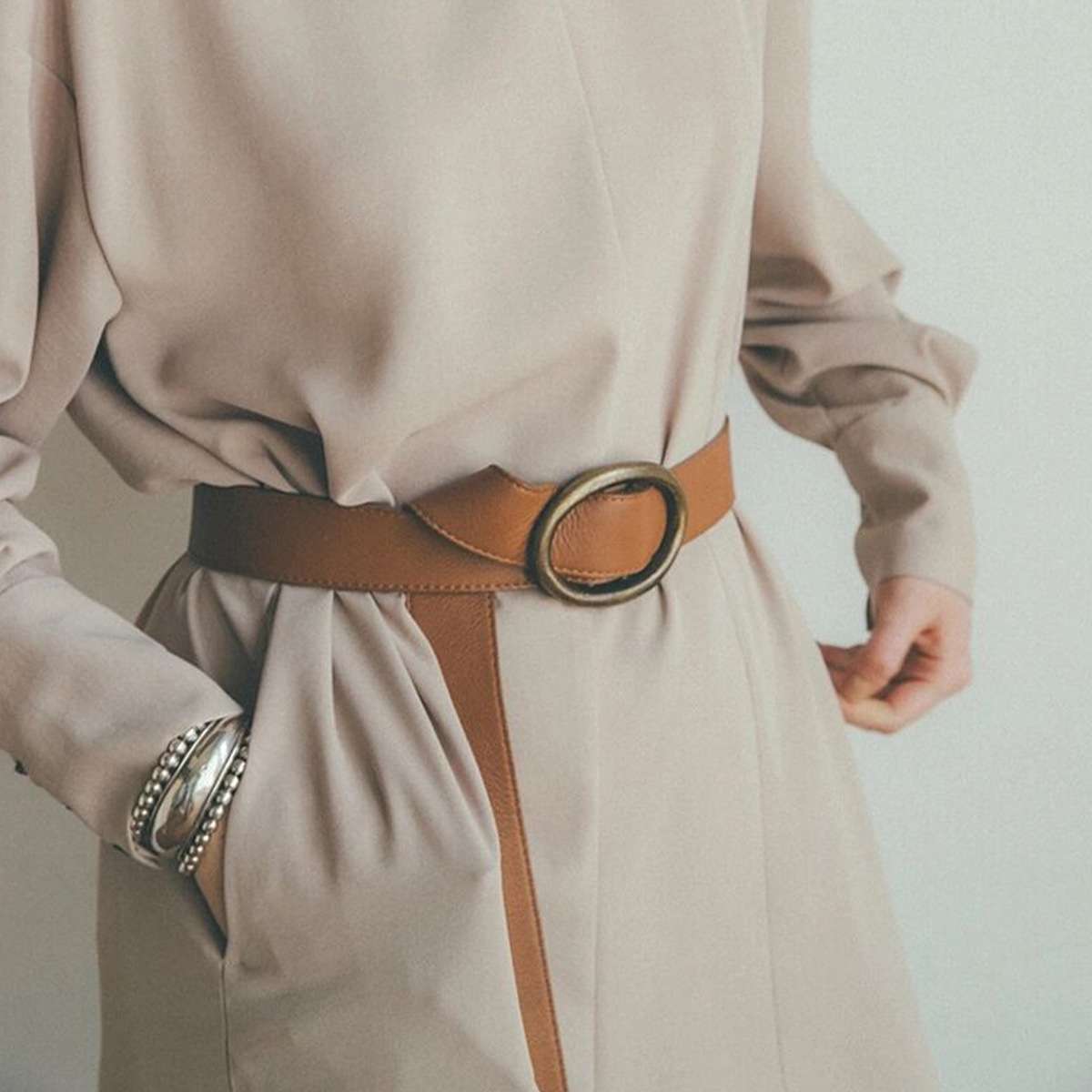 ベルト レディース ゴムベルト 楕円バックルオーバルレザーベルト