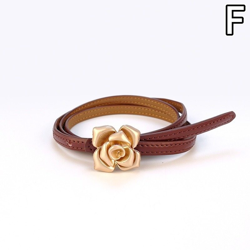 レディース ベルト 薔薇モチーフ レディース レザーベルト 合皮 細ベルト
