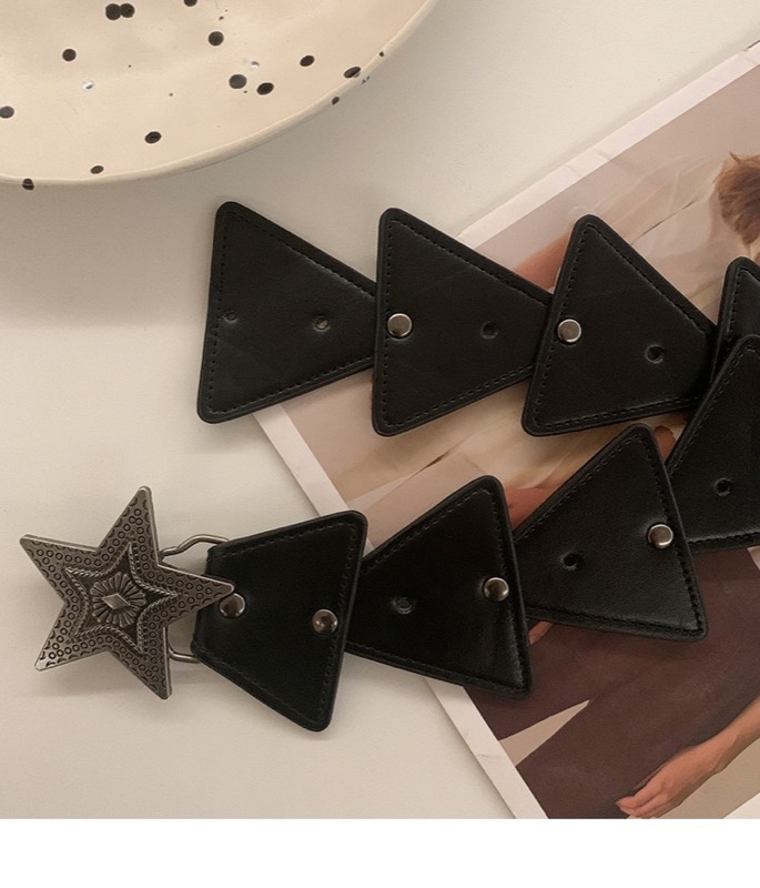 レディース ベルト レディース 星付き三角形装飾 レザーベルト