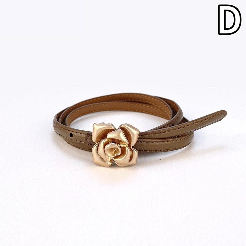 レディース ベルト 薔薇モチーフ レディース レザーベルト 合皮 細ベルト