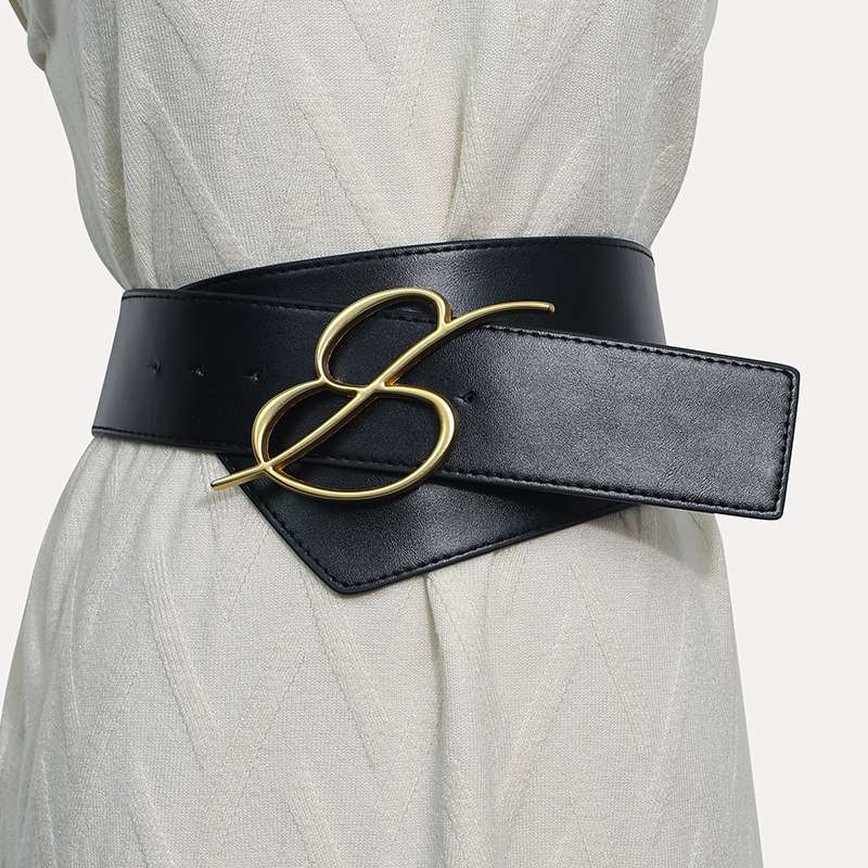 ベルト レディース レザーベルト 華やかな曲線美 ゴールドバックルベルト