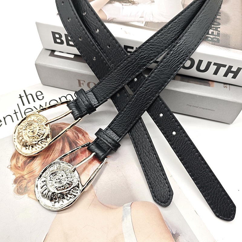 レディース ベルト レディース レザーベルト 合成皮革 細身 おしゃれバックル