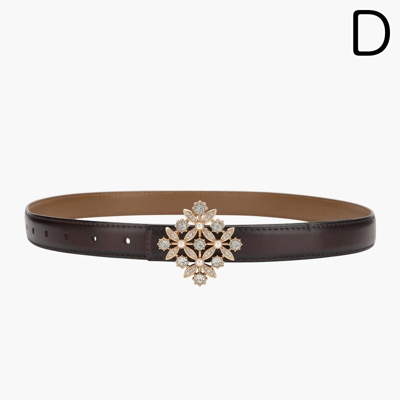 レディース ベルト レディース レザーベルト 花型バックル 合皮素材