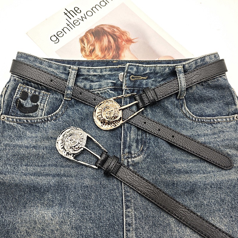 レディース ベルト レディース レザーベルト 合成皮革 細身 おしゃれバックル