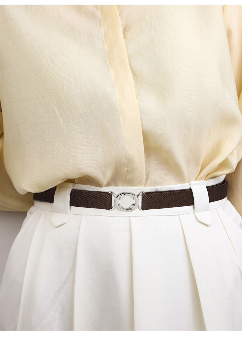 ベルト レディース ゴムベルト 丸輪デザイン 伸縮フィットベルト