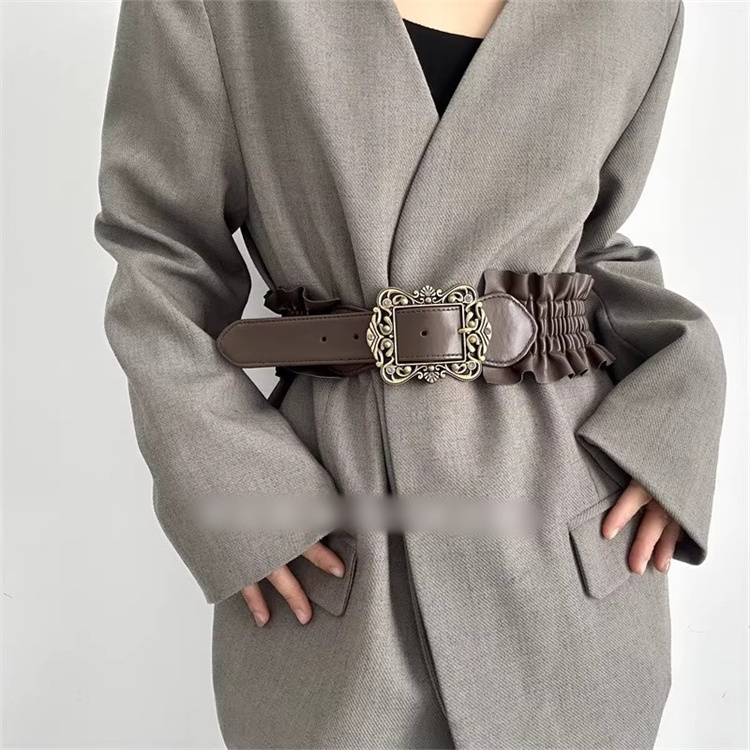 レディース ベルト レディース ゴムベルト 伸縮式装飾ベルト 花柄バックル付き