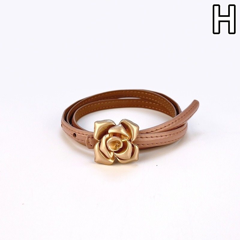 レディース ベルト 薔薇モチーフ レディース レザーベルト 合皮 細ベルト