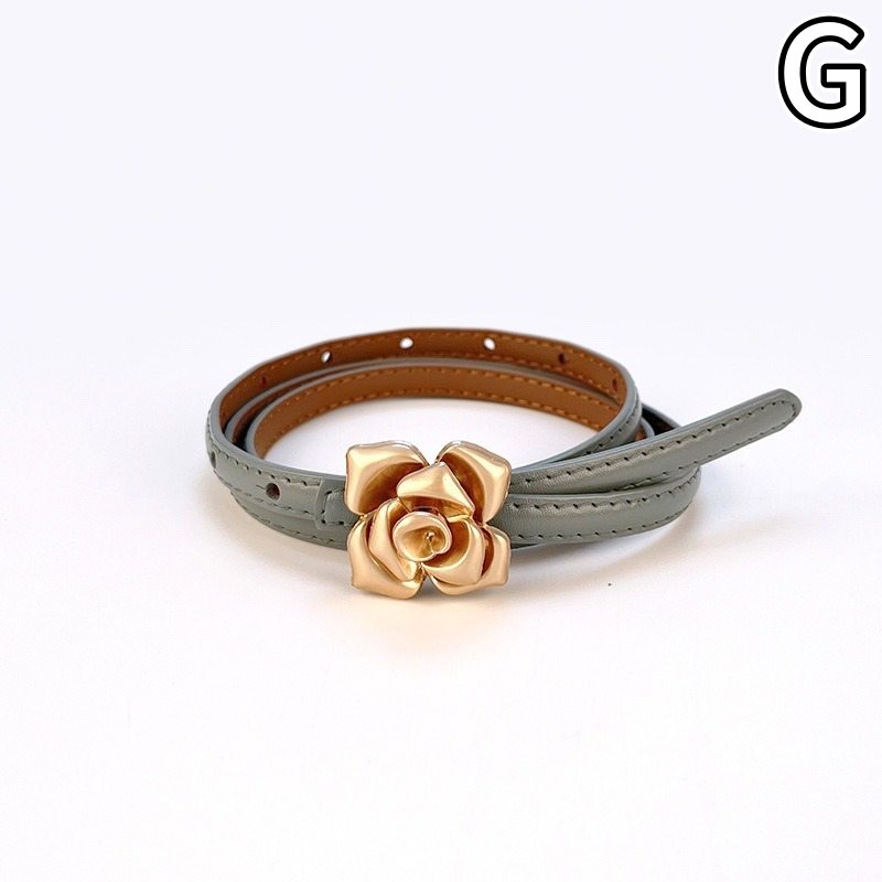 レディース ベルト 薔薇モチーフ レディース レザーベルト 合皮 細ベルト