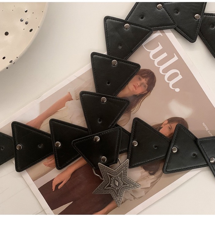 レディース ベルト レディース 星付き三角形装飾 レザーベルト