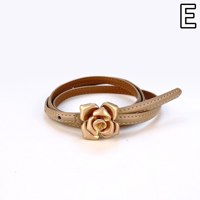 レディース ベルト 薔薇モチーフ レディース レザーベルト 合皮 細ベルト