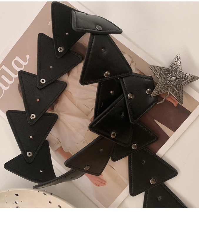 レディース ベルト レディース 星付き三角形装飾 レザーベルト