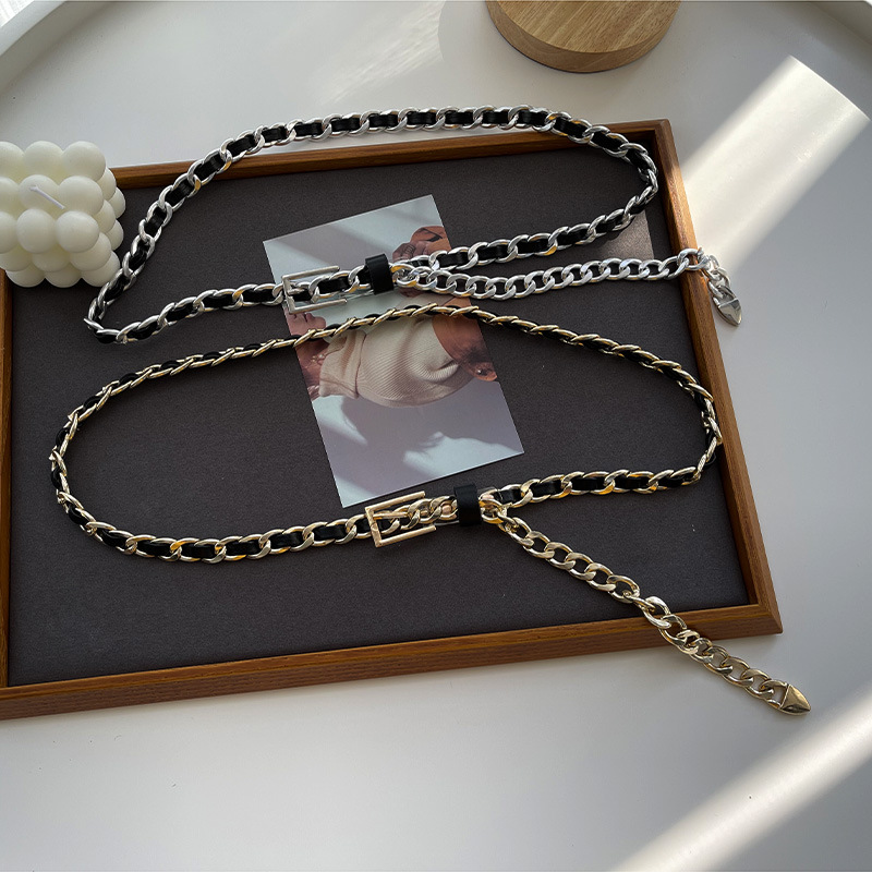 レディース ベルト レディース チェーンベルト 金属製 ウエスト装飾 おしゃれ細身