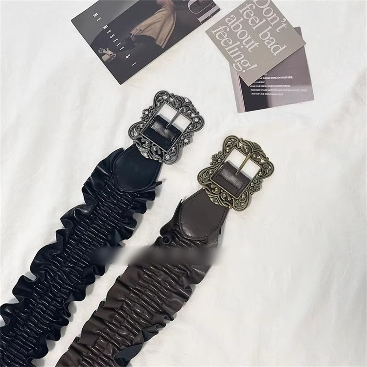 レディース ベルト レディース ゴムベルト 伸縮式装飾ベルト 花柄バックル付き