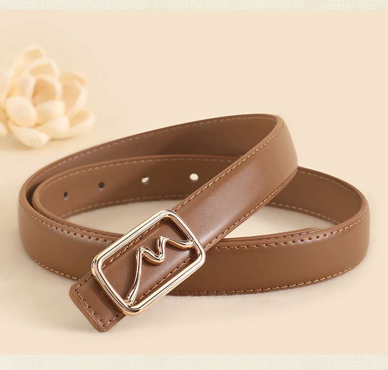 ベルト レディース レザーベルト シンプルエレガント 牛革細ベルト