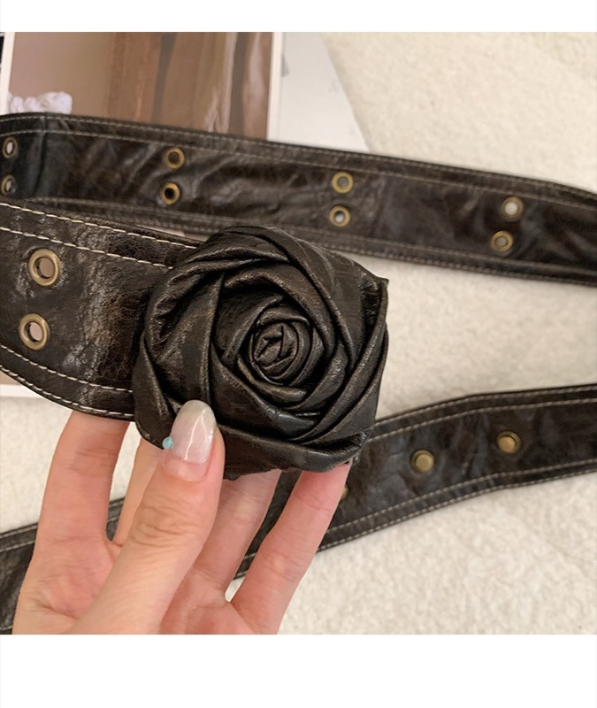 レディース ベルト 薔薇モチーフ レディース レザーベルト 合成皮革