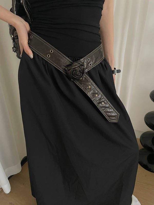 レディース ベルト 薔薇モチーフ レディース レザーベルト 合成皮革