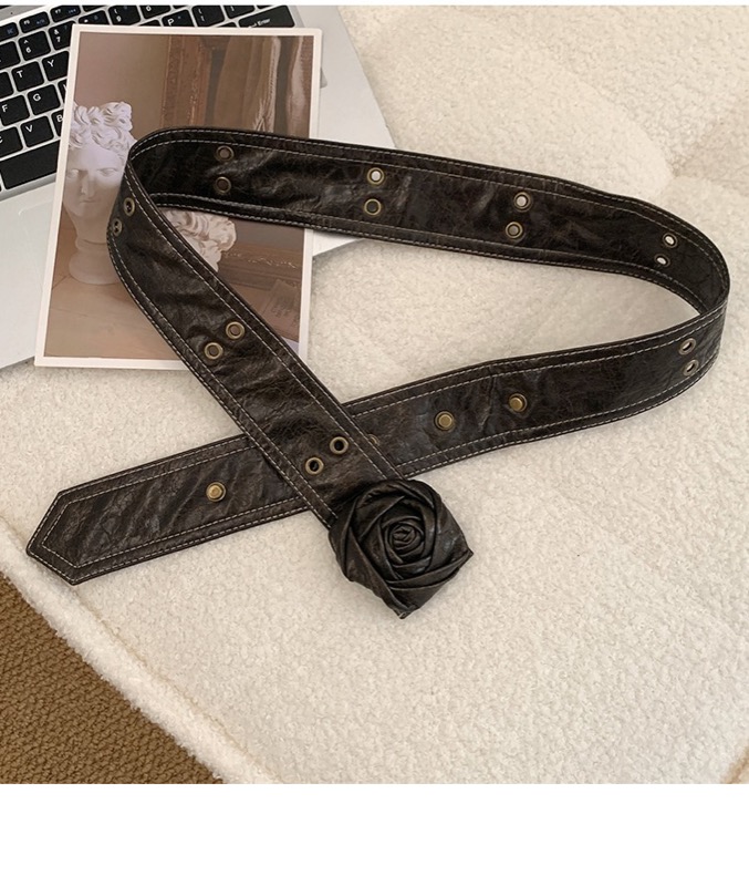 レディース ベルト 薔薇モチーフ レディース レザーベルト 合成皮革