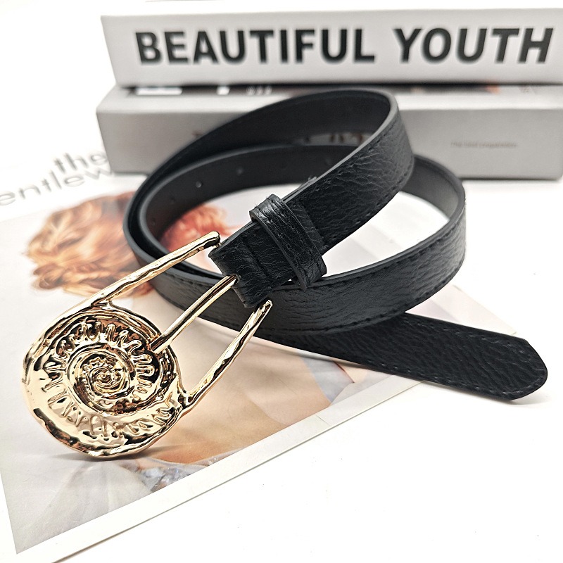 レディース ベルト レディース レザーベルト 合成皮革 細身 おしゃれバックル