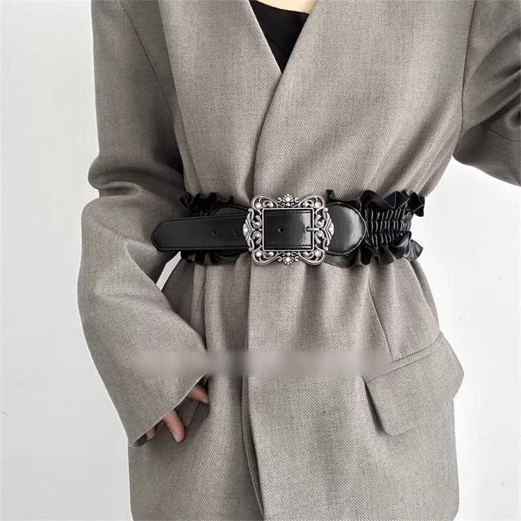 レディース ベルト レディース ゴムベルト 伸縮式装飾ベルト 花柄バックル付き