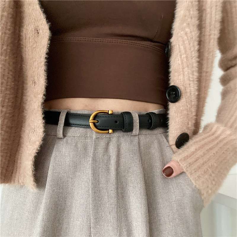 ベルト レディース レザーベルト シンプル細身レザーベルト