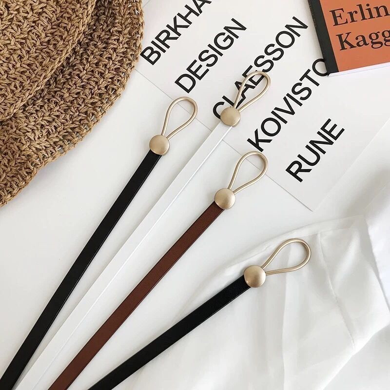 レディース ベルト レディース レザーベルト 金属飾り付き 細身 復古調