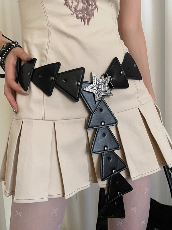 レディース ベルト レディース 星付き三角形装飾 レザーベルト