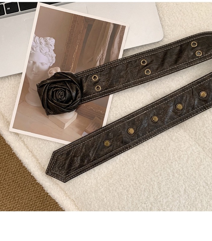 レディース ベルト 薔薇モチーフ レディース レザーベルト 合成皮革