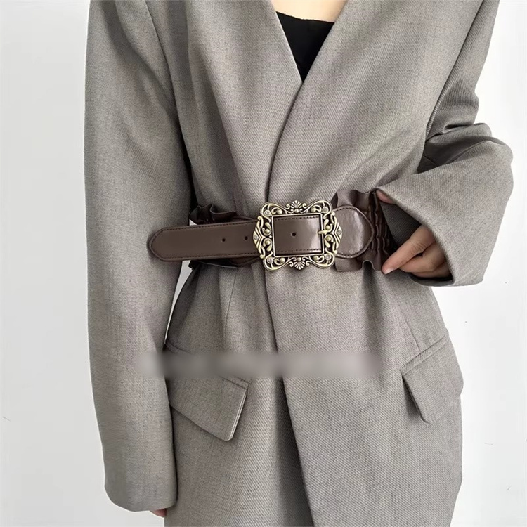 レディース ベルト レディース ゴムベルト 伸縮式装飾ベルト 花柄バックル付き