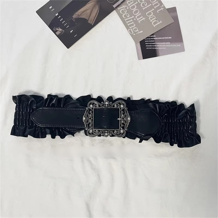 レディース ベルト レディース ゴムベルト 伸縮式装飾ベルト 花柄バックル付き