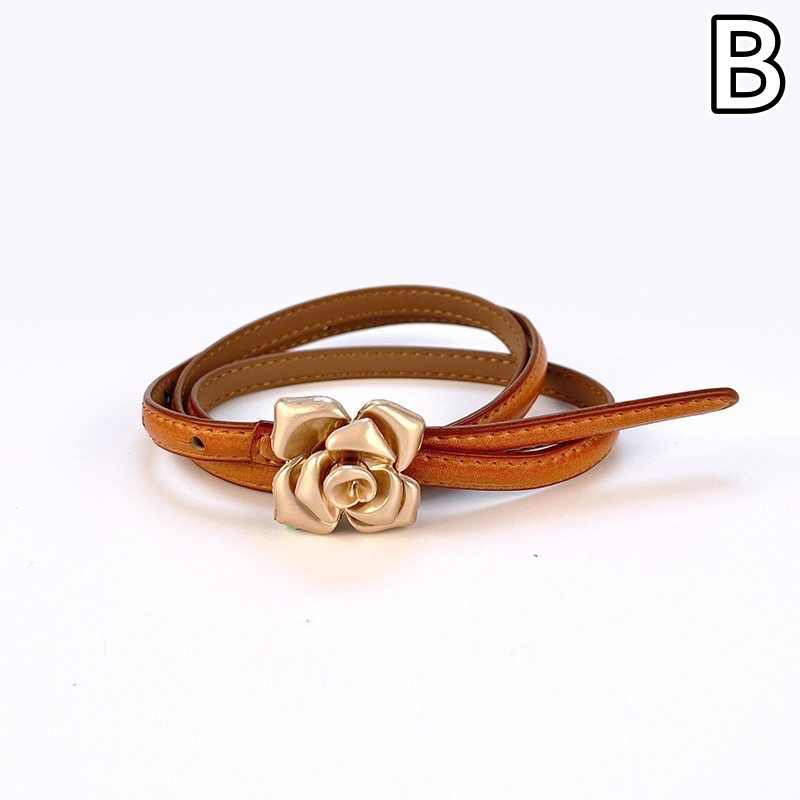 レディース ベルト 薔薇モチーフ レディース レザーベルト 合皮 細ベルト