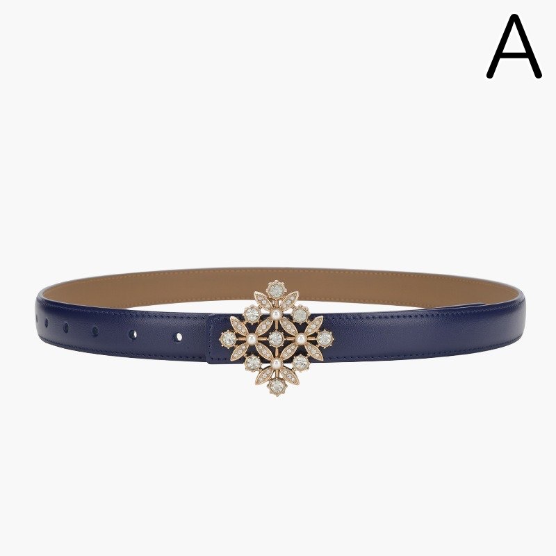 レディース ベルト レディース レザーベルト 花型バックル 合皮素材