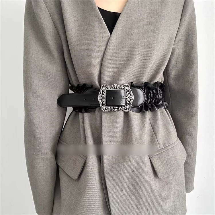 レディース ベルト レディース ゴムベルト 伸縮式装飾ベルト 花柄バックル付き