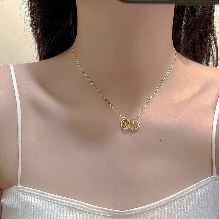 ゴールド二重輪デザインネックレス錆びにくい