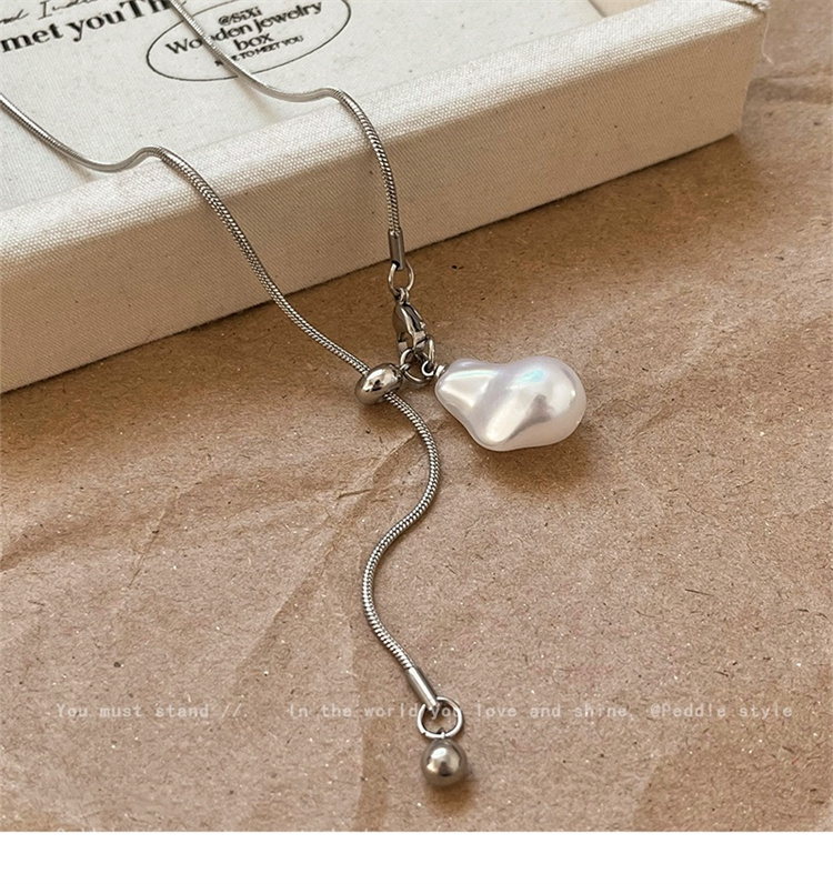 シルバー真珠ペンダントネックレス　プレゼント ロング
