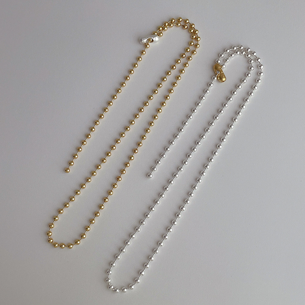 十四金コーティング シルバー ボールチェーン ネックレス 錆びにくい