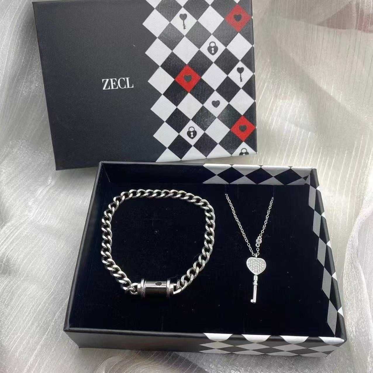 カップルブレスレット ネックレス ジュエリー 鍵付き 