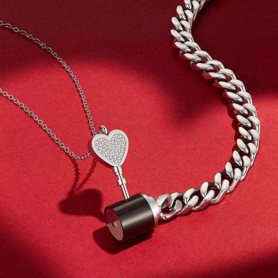 カップルブレスレット ネックレス ジュエリー 鍵付き 