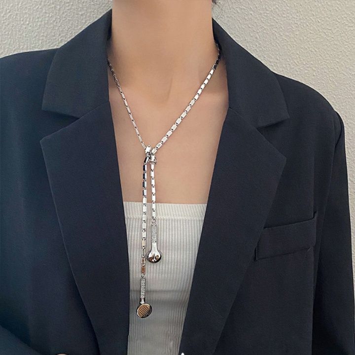 シルバー ロングネックレス 