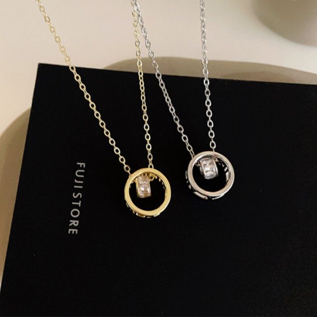 シルバーネックレス 円形デザイン 錆びにくい 女性用