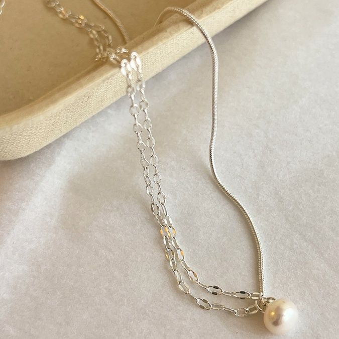 パール二連チェーン ネックレス