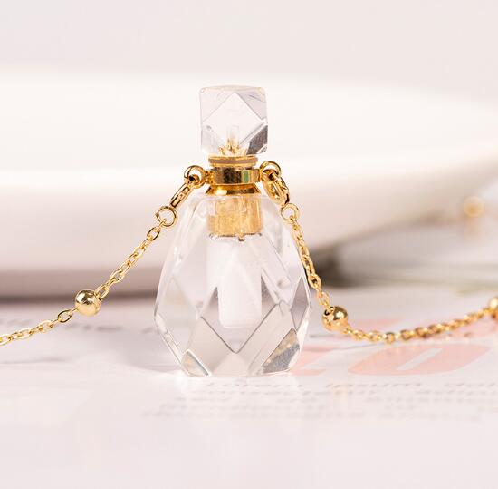 天然石 香水瓶 ゴールドチェーンネックレス パフューム