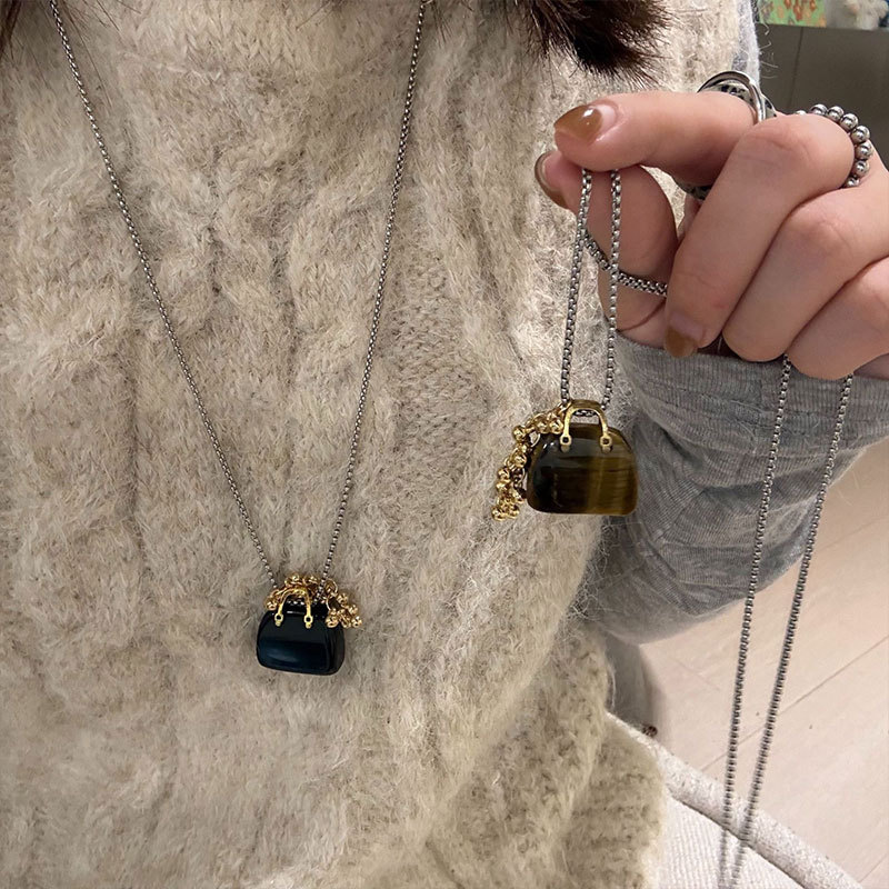 レゴールドチェーン付きミニバッグモチーフ首飾りレディース