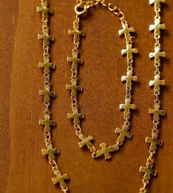 ゴールド十字架チェーンネックレス