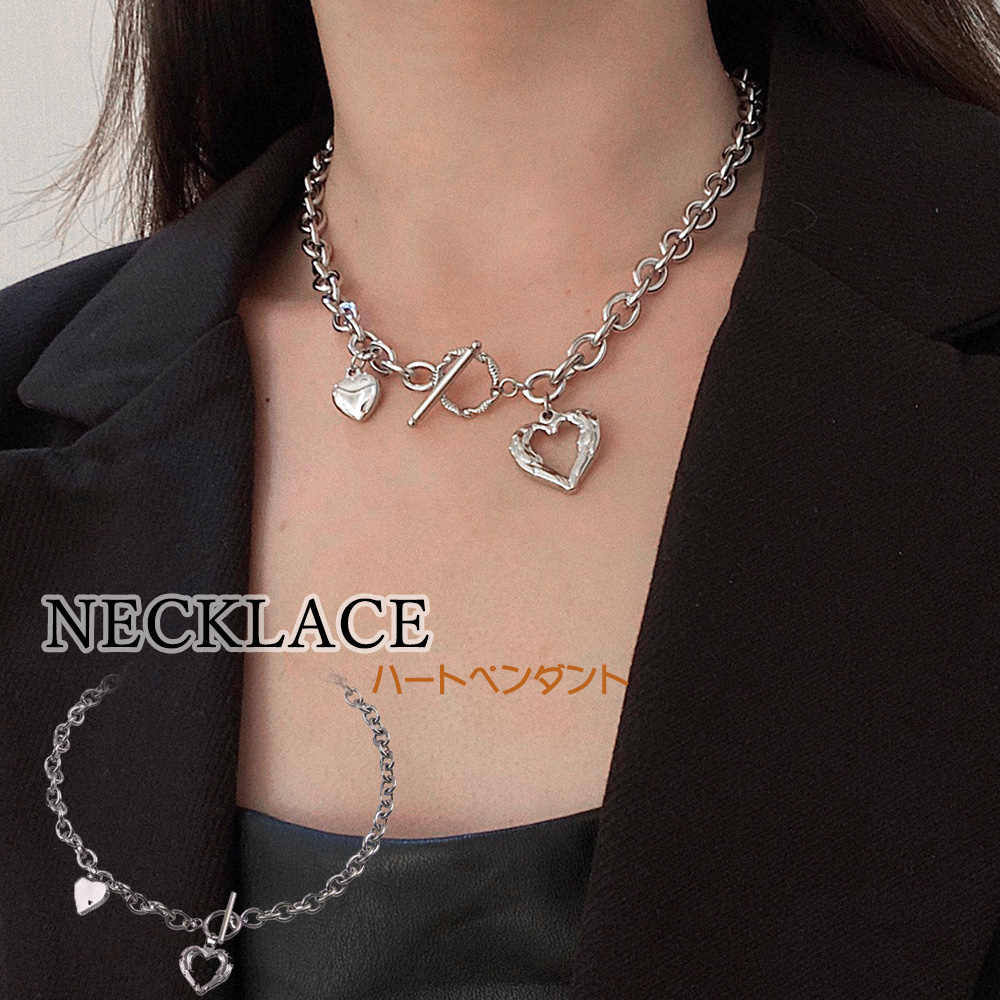 シルバーチェーン首飾り新作ハートペンダント付き